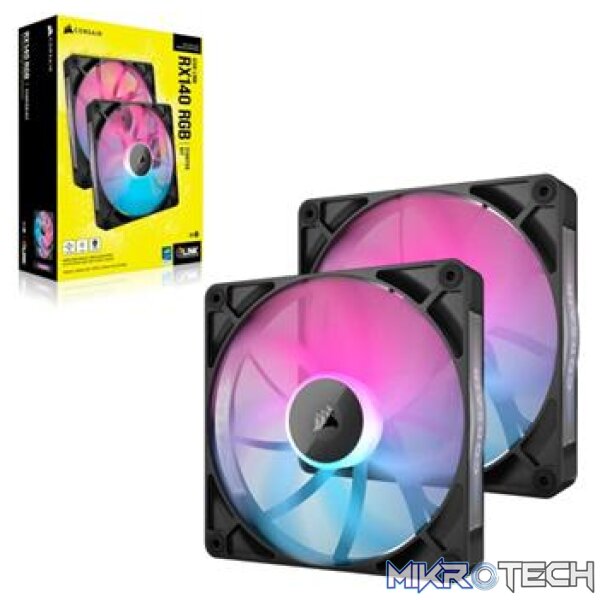 Corsair RX140 RGB iCUE Link 140mm PWM 1700 RPM Black Chassis Fan  Twin Pack & System Hub - Image 3